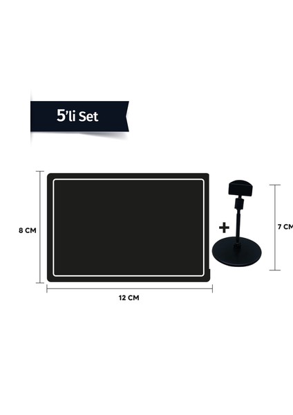 5 Adet Siyah Pvc Fiyat Etiketleri Silinebilir,yeniden Yazılabilir, Yuvarlak Ayaklı Pvc LEVHA,8CMX12CM