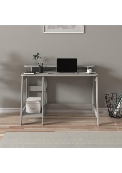 Country Ergonomik Çalışma Masası, Modern Bilgisayar Masası - Gri