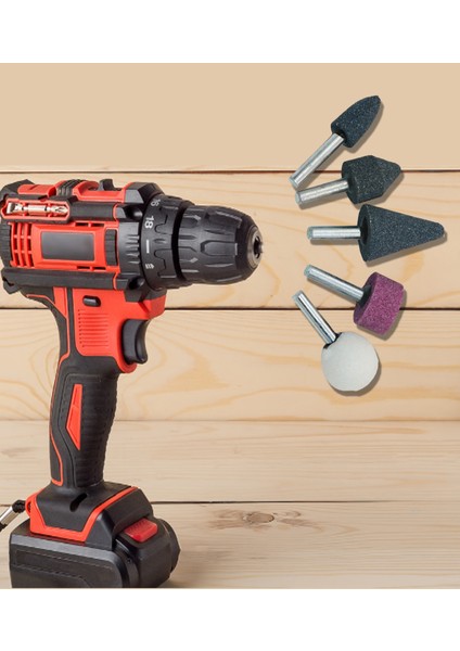 5 Parça - Metal, Ahşap Oyma, Parlatma, Çapak Alma Seti- Matkap Uyumlu