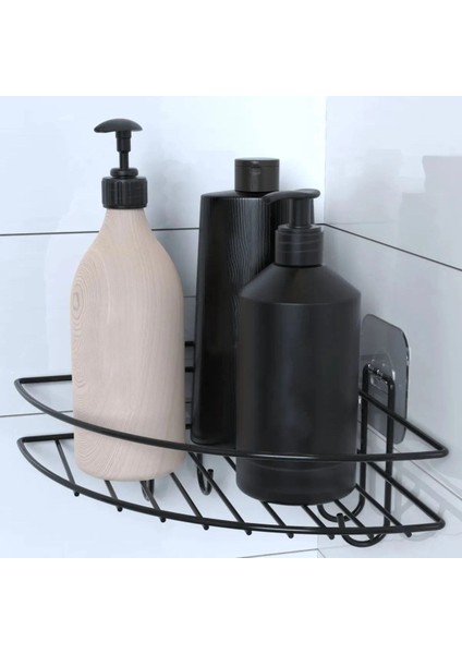 Buffer® Yapışkanlı Banyo Köşeliği Kancalı Köşe Rafı Duş Şampuanlık Duvar Düzenleyici Organizer Raf