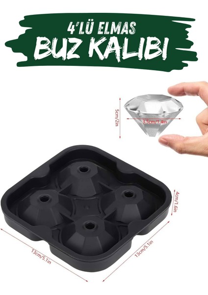 4'lü Elmas Silikon Buz Kalıbı Kırılmaz Esnek fiyatları