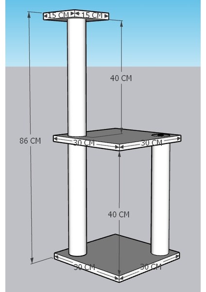 Renkli Jüt Ip 86 cm 3 Katlı Kedi Tırmalama Tahtası Catnipli Tırmalama Tahtası Kedi Yatağı