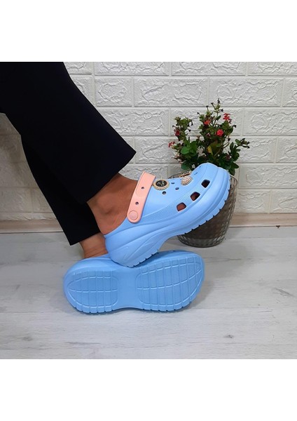 16001 Bebemavisi-Pudra Kalın Tabanlı Taşlı Crks Bayan Terlik fiyatları