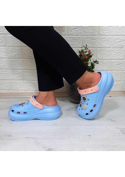 16001 Bebemavisi-Pudra Kalın Tabanlı Taşlı Crks Bayan Terlik indirimleri