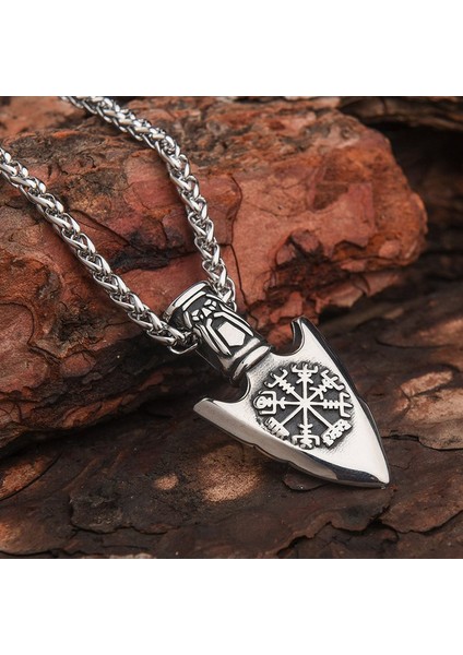 Viking Best Ok Ucu Üç Üçgen Pusula Erkek Kolye Çelik Iskandinav fiyatları