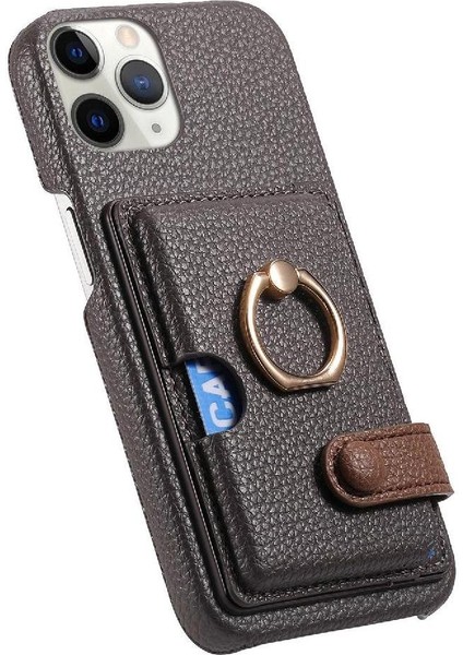 IPhone 11 Için Kılıf Pro Premium Dokulu Deri Kart Yuvaları Halka Standı (Yurt Dışından) indirimleri