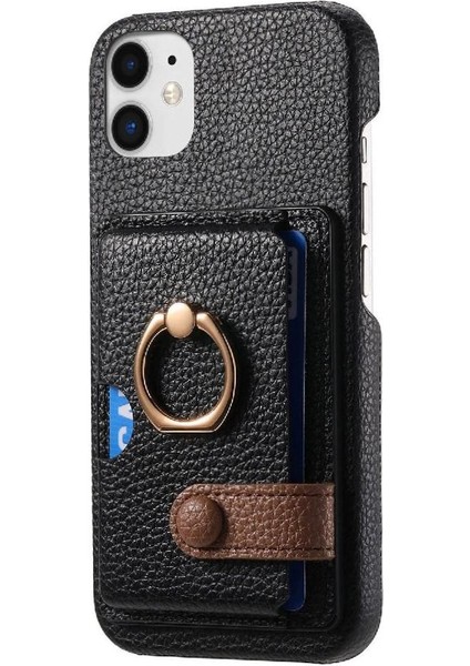 IPhone 11 Premium Dokulu Deri Halka Standı Kart Yuvaları Için Kılıf (Yurt Dışından) modelleri
