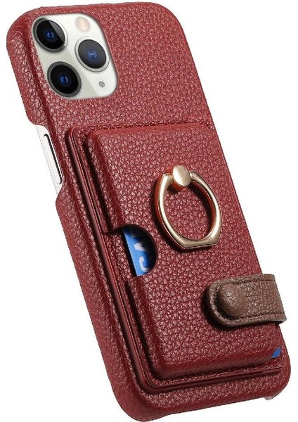 IPhone 11 Için Kılıf Pro Premium Dokulu Deri Kart Yuvaları Halka Standı (Yurt Dışından) modelleri