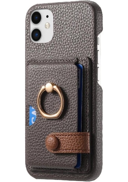 IPhone 11 Premium Dokulu Deri Halka Standı Kart Yuvaları Için Kılıf (Yurt Dışından) fırsatları