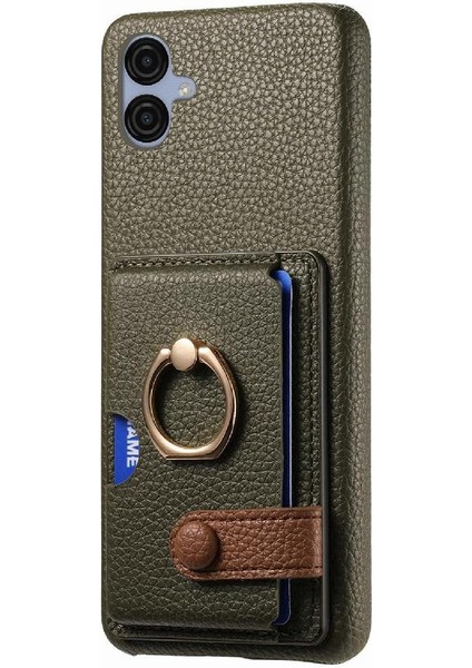 Samsung Galaxy A04E Premium Dokulu Deri Yüzük Standı Kart Yuvaları (Yurt Dışından) fırsatları