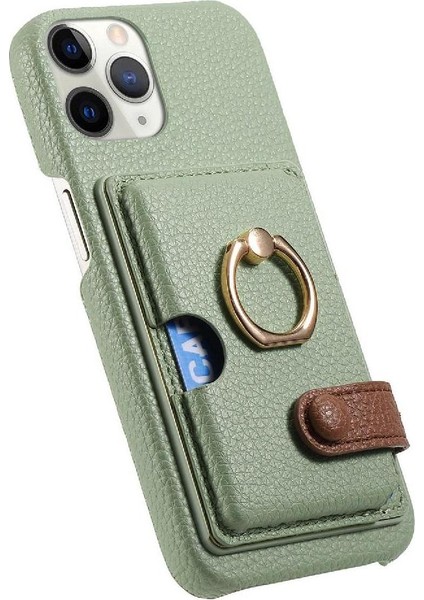 IPhone 11 Için Kılıf Pro Premium Dokulu Deri Kart Yuvaları Halka Standı (Yurt Dışından) indirimleri