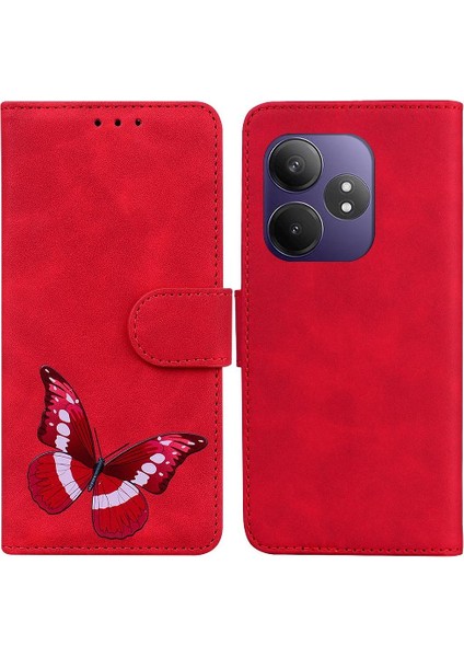 Realme Gt 6 Için Flip Case Kelebek Renk Baskılı Cüzdan Flip Folio Kapak (Yurt Dışından)
