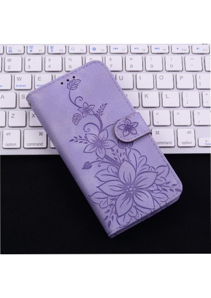 Realme Gt 6 Kabartmalı Zambak Manyetik Kickstand Cüzdan Kartı Için Flip Case (Yurt Dışından)