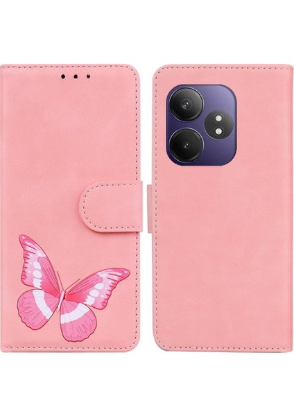 Realme Gt 6t Için Flip Case Cüzdan Flip Folio Kapak Kelebek Renk Baskılı (Yurt Dışından)