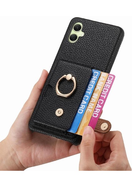 Samsung Galaxy A05 Premium Dokulu Deri Yüzük Standı Kart Yuvaları Için Kılıf (Yurt Dışından) fırsatları