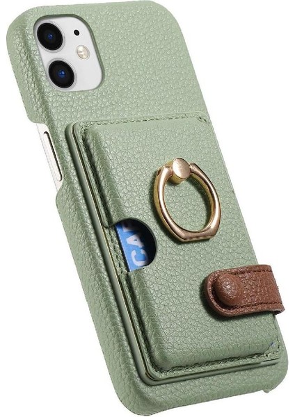 IPhone 11 Premium Dokulu Deri Halka Standı Kart Yuvaları Için Kılıf (Yurt Dışından) modelleri