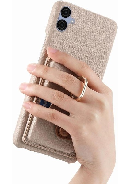 Samsung Galaxy A04E Premium Dokulu Deri Yüzük Standı Kart Yuvaları (Yurt Dışından) fiyatları