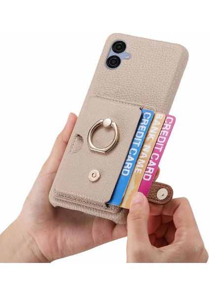 Samsung Galaxy A04E Premium Dokulu Deri Yüzük Standı Kart Yuvaları (Yurt Dışından) indirimleri