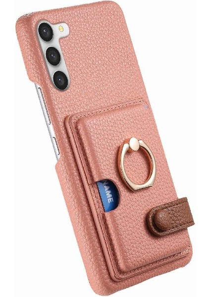 Samsung Galaxy S23 Artı Premium Dokulu Deri Kart Yuvaları Halka (Yurt Dışından)