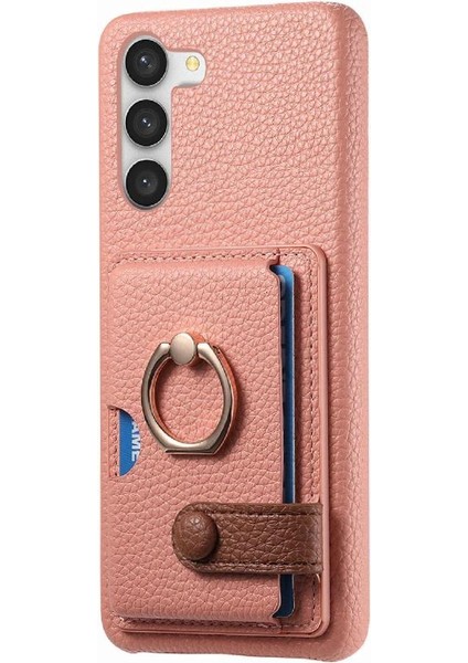 Samsung Galaxy S23 Artı Premium Dokulu Deri Kart Yuvaları Halka (Yurt Dışından)