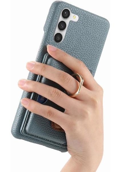 Samsung Galaxy S23 Artı Premium Dokulu Deri Kart Yuvaları Halka (Yurt Dışından)
