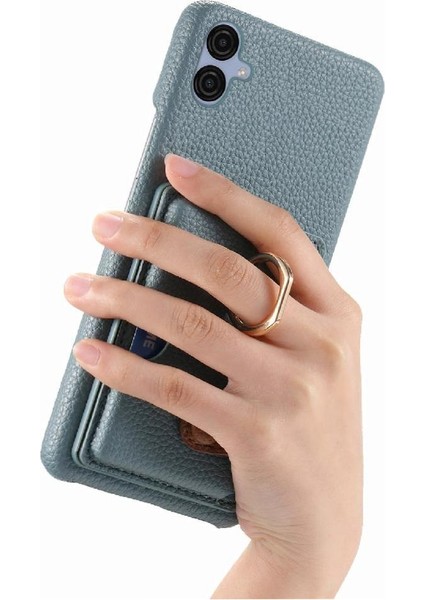 Samsung Galaxy A04E Premium Dokulu Deri Yüzük Standı Kart Yuvaları (Yurt Dışından) fiyatları