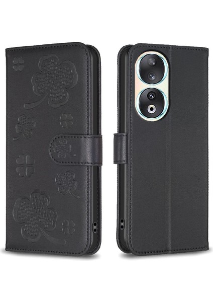 Onur Için Flip Case 90 5g Pu Deri Yonca Çiçek Kart Yuvaları Tutucu (Yurt Dışından)