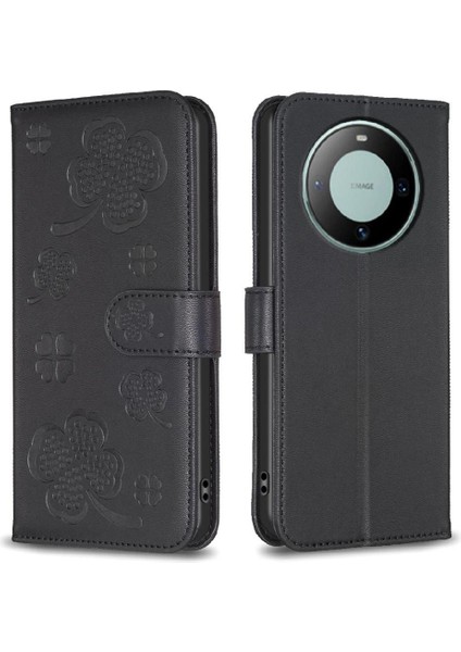 Huawei Mate 60 Için Flip Case Cüzdan Kart Yuvaları Tutucu Kickstand Yonca Pu (Yurt Dışından)