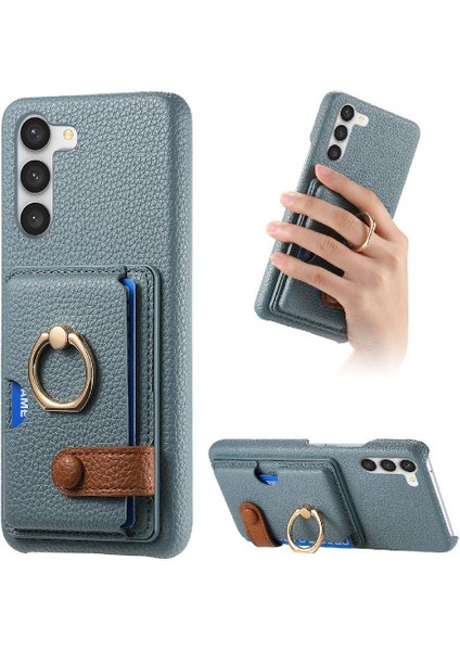 Samsung Galaxy S23 Halka Standı Premium Dokulu Deri Kart Yuvaları (Yurt Dışından)