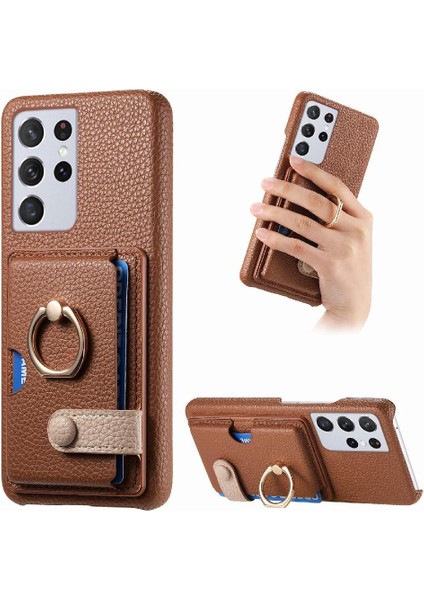 Samsung Galaxy S21 Ultra Kart Yuvaları Halka Standı Premium Dokulu (Yurt Dışından)