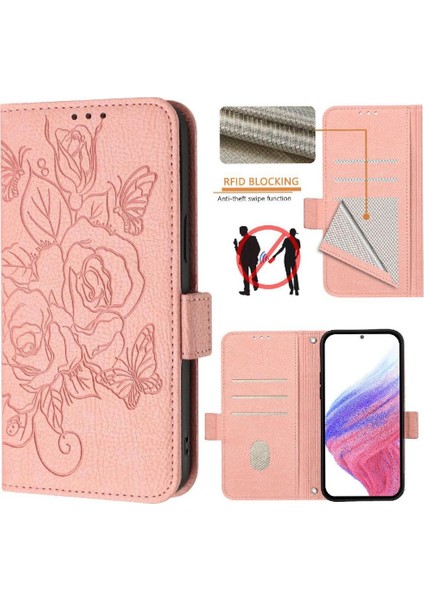 Kredi Kartı Yuvası Manyetik Cüzdan ile Motorola Moto G34 Pu Deri Kılıf (Yurt Dışından)