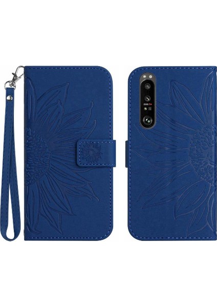 Sony Xperia 1 Vı Kabartmalı Ayçiçeği Lüks Pu Deri Kart ile (Yurt Dışından)