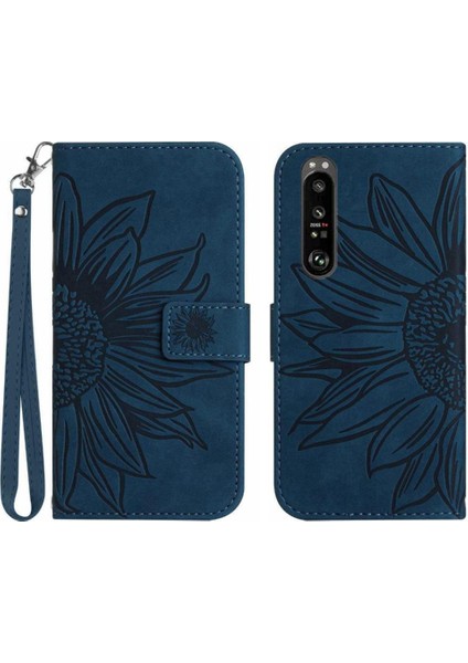 Sony Xperia 1 Vı Kabartmalı Ayçiçeği Lüks Pu Deri Kart ile (Yurt Dışından)