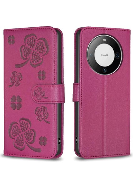Huawei Mate 60 Pro Için Flip Case Artı Çok Renkli Yonca Çiçek Cüzdan Pu (Yurt Dışından)