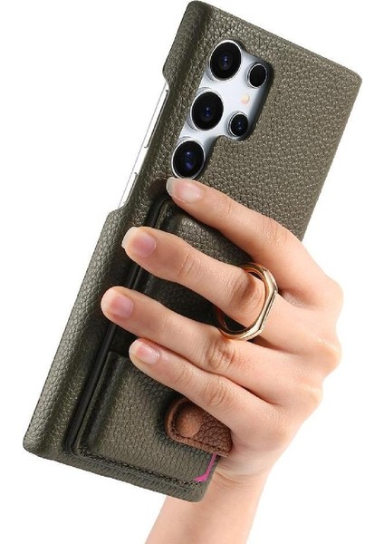 Samsung Galaxy S24 Ultra Halka Standı Premium Dokulu Deri Kılıf (Yurt Dışından) fiyatları