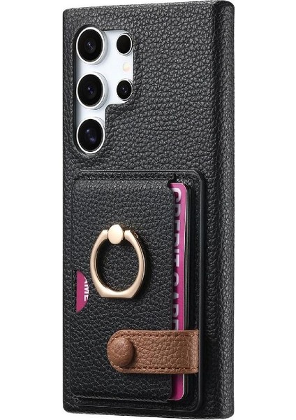 Samsung Galaxy S24 Ultra Halka Standı Premium Dokulu Deri Kılıf (Yurt Dışından) modelleri