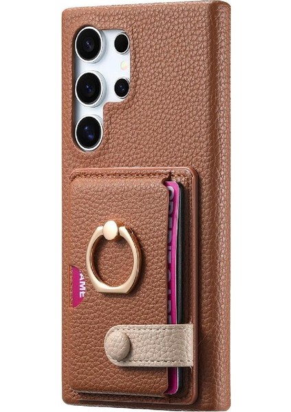 Samsung Galaxy S24 Ultra Halka Standı Premium Dokulu Deri Kılıf (Yurt Dışından) modelleri