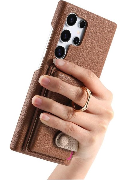 Samsung Galaxy S24 Ultra Halka Standı Premium Dokulu Deri Kılıf (Yurt Dışından) fırsatları