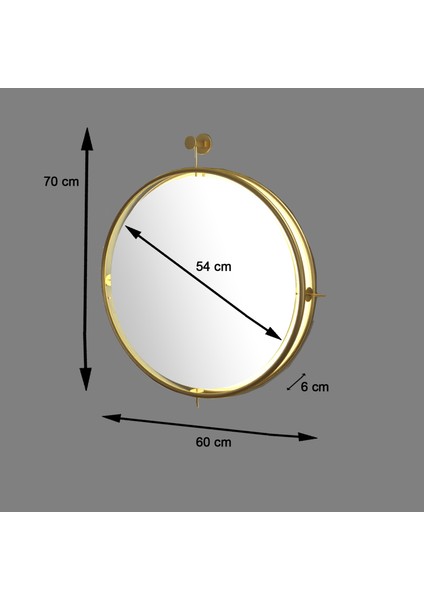 Sevinç Konsept Istanbul Gold Kablosuz Led'li Ayna, Metal Dekoratif Hol Duvar Salon Mutfak Banyo Wc Ofis Aynası