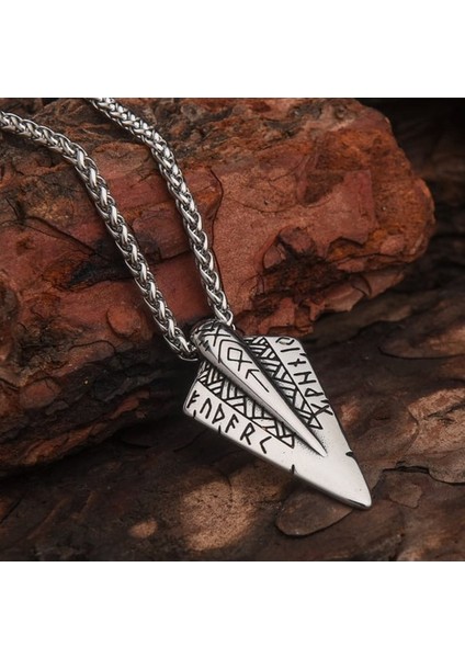 Viking Best Vintage Ok Ucu Erkek Kolye Çelik Iskandinav Takı K24