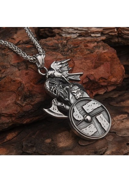 Viking Best Savaşçı Karga Erkek Kolye Çelik Iskandinav Takı K24