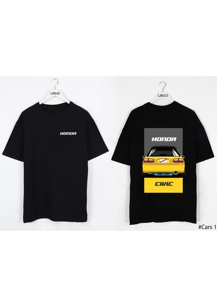 Oversize Honda Civic Eg6 Siyah Özel Siyah T-Shirt