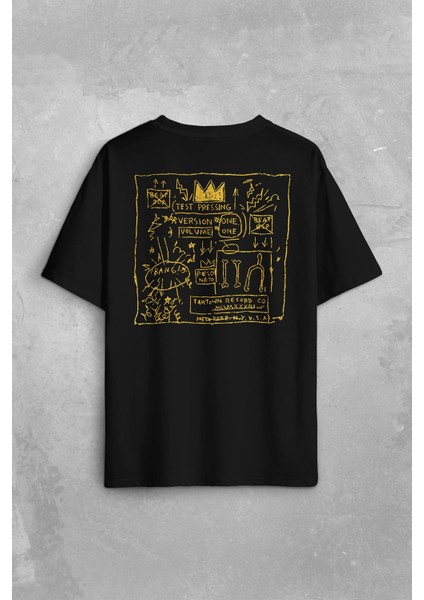 Basquiat Taç Kral King Sanat Pop Art Sırt Ön Baskılı Oversize Tişört Unisex T-Shirt