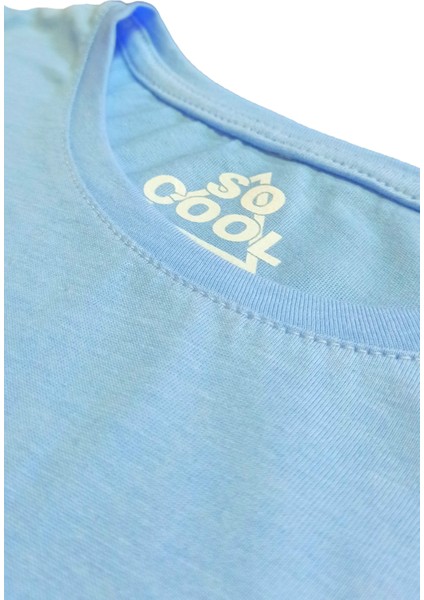 Light Blue Crop T-Shirt Eat Sleep Train Repeat Mavi Renk Kadın Tişört Baby Tee