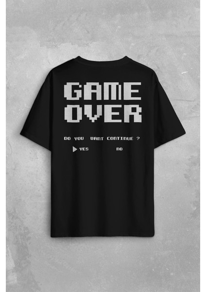 Unisex T-Shirt Game Over Atari Retro Pixel Oyun Oversize Tişört