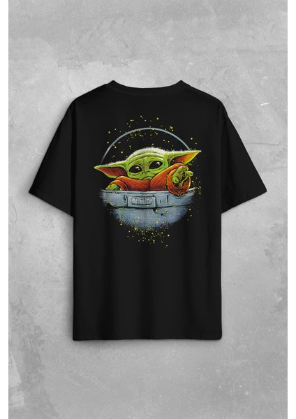 Baby On Board Yoda Star Wars Yeşil Bebek Mandalorian Sırt Ön Baskılı Oversize Tişört Unisex T-Shirt fiyatları