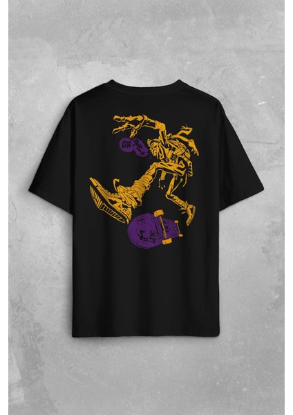 Ninja Kaplumbağa Kaykay Tmnt Skate Sokak Sırt Ön Baskılı Oversize Tişört Unisex T-Shirt