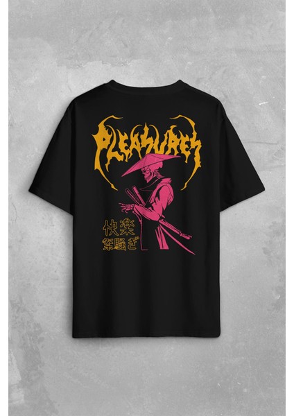 Pleasures Samurai Japan Samuray Japon Sırt Ön Baskılı Oversize Tişört Unisex T-Shirt