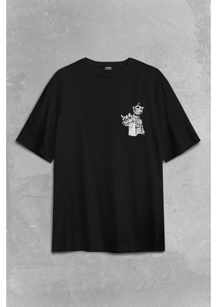 Jester J Smile Venom Gothic Maske Mask Sokak Sırt Ön Baskılı Oversize Tişört Unisex T-Shirt