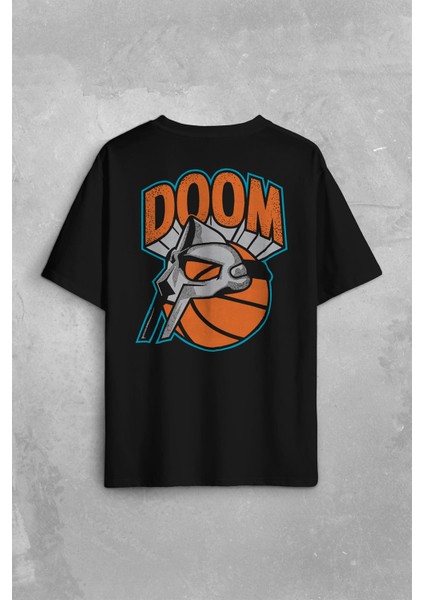 Mf Doom Basketbol Hip Hop Maske Sırt Ön Baskılı Oversize Tişört Unisex T-Shirt